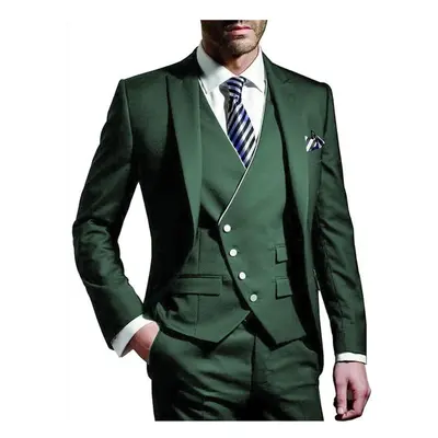 (dark green, M) Men's Suits Slim Fit, Piece Suit for Men Tuxedo Suit Set