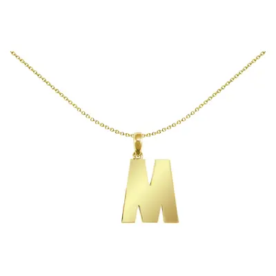 Jewelco London Solid 9ct Yellow Gold Polished Block Identity Initial Charm Pendant Letter - JIN0