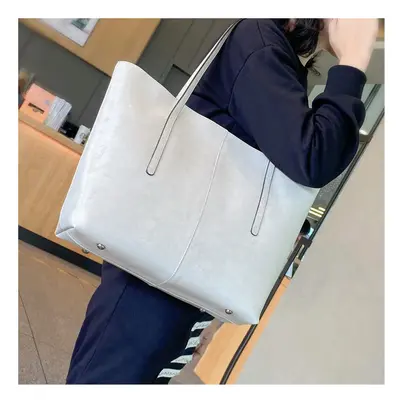 (White, 33x13x30cm) Women's High Capacity New Genuine Leather Women's Bag Fashion Tote Bag Women