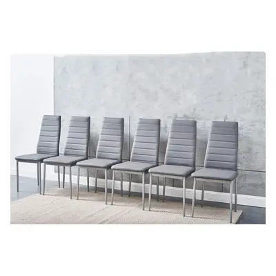 KOSY KOALA STUNNING X6 GREY FAUX LEATHER DINING METAL CHAIRS