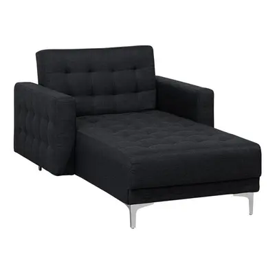 Fabric Chaise Lounge Graphite Grey ABERDEEN