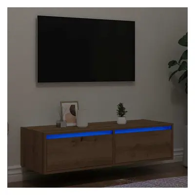 vidaXL TV Cabinet with LED Lights Artisan Oak 100X35.5x25 cm TV stand