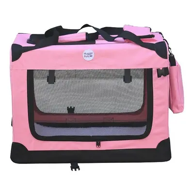 HugglePets Fabric Crate Foldable Pet Carrier - Pink, Medium