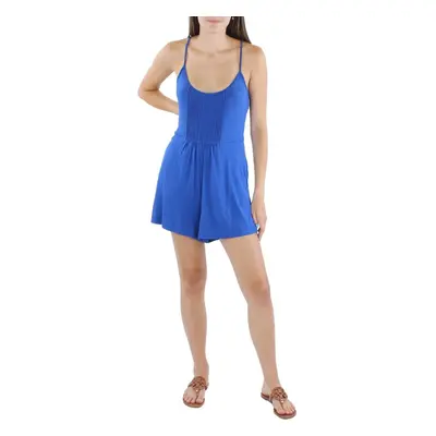 Calvin Klein Womens Pintuck Adjustable Romper Blue