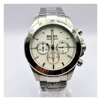 NEW HUGO BOSS HB1512962 SILVER MEN'S WHITE DIAL CHRONOGRAPH WATCH