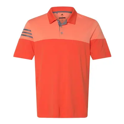 Adidas Heather 3-Stripes Block Sport Shirt 2XL Blaze Orange/Vista Grey