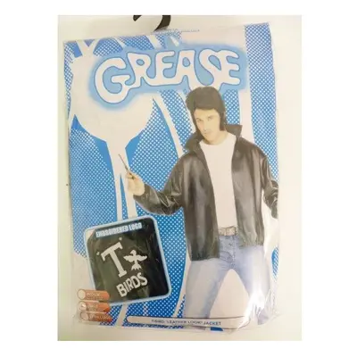 Large Adult's Black T Bird Jacket - Grease Mens Fancy Dress Costume Tbirds - grease jacket mens 