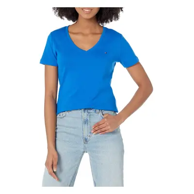 Tommy Hilfiger Women's V-Neck Tee Azure Blue Medium