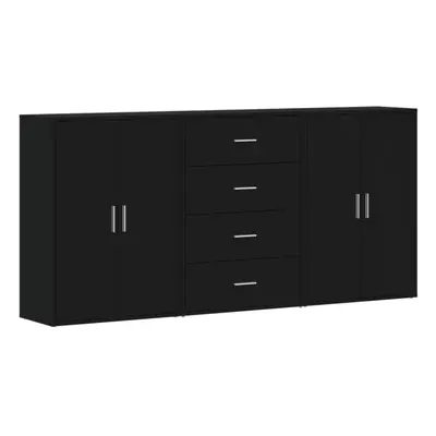 vidaXL Sideboards Cupboard Side Cabinet Highboard pcs Black Engineered Wood