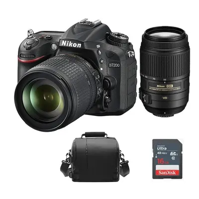 Nikon D7200 +Af-S 18-105Mm F3.5-5.6G Ed+Af-S 55-300Mm+Bag+16Gb Sd Card