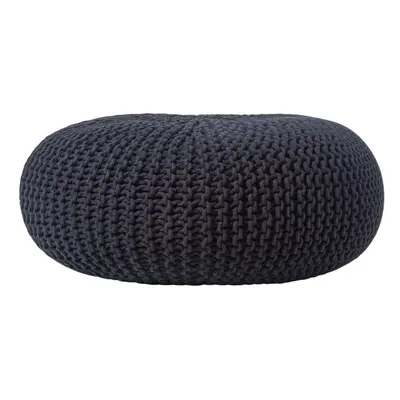 (Black) Knitted Cotton Large Round Pouffe Footstool x cm