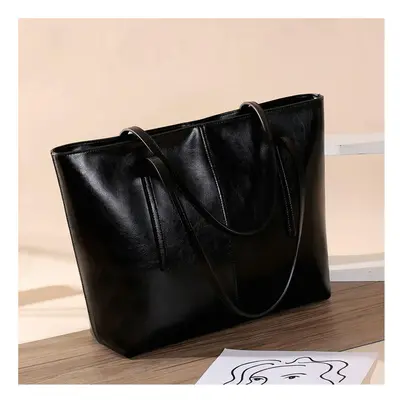 (Black, 33x13x30cm) Women's High Capacity New Genuine Leather Women's Bag Fashion Tote Bag Women