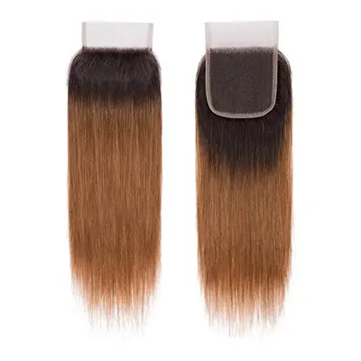 Unprocessed Brazilian Virgin Top Lace Closure inch X inch - Straight #OT30-Auburn Ombre inch