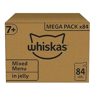 Whiskas 7+ Senior Mixed Selection in Jelly Pouches, Senior Wet Cat Food, Megapack (84 x g)