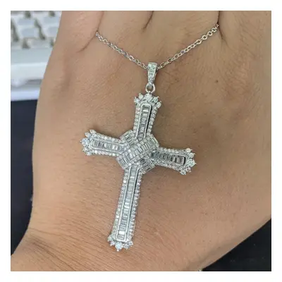 Arrival Jewelry Cross Pendant Sterling Silver Princess Cur Clear 5A CZ Women Necklace Gift