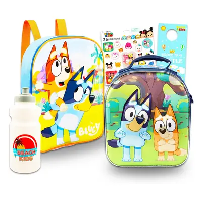 Disney Bluey Mini Backpack with Lunch Box Set - Bluey Backpack Toddler Bundle Includes 11"" Blue