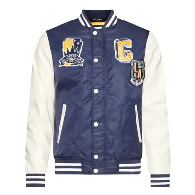 GUESS Men's Varsity Bomber Smart Blue