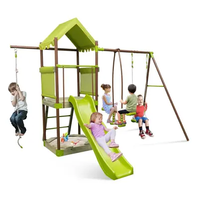 7-in-1 Swing Set Outdoor Metal Playset Kids Backyard Playground w/Slide