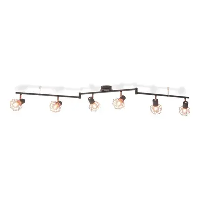 vidaXL Ceiling Lamp with Spotlights E14 Black and Copper Lighting Fixture