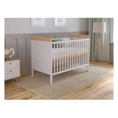 (White/Pine) Levi Cot Bed 120x60cm with Microfiber Quilted mattress