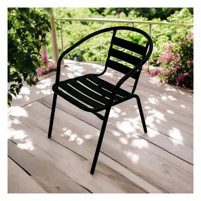 Black Metal Bistro Chairs, Steel Patio Chairs, Black Garden Chairs