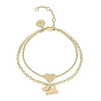 RADLEY Ladies 18ct Pale Gold Plated Double Layer Dog and Heart Bracelet RYJ3220S