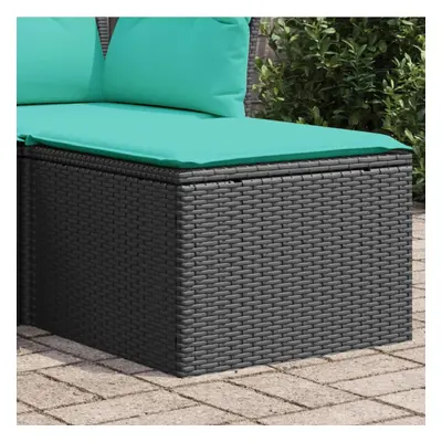 vidaXL Patio Stool with Cushion Black 21.7x21.7x14.6 Poly Rattan