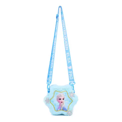 Frozen Elsa Plush Crossbody Shoulder Handbag in Snowflake Shape for Girls Kids Children - Blue