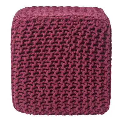 (Plum) Knitted Cotton Cube Footstool x x cm