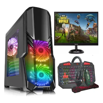 Gaming PC Bundle 19" Screen Quad Core i5 8GB RAM 1TB HDD Win10 GT710 WiFi