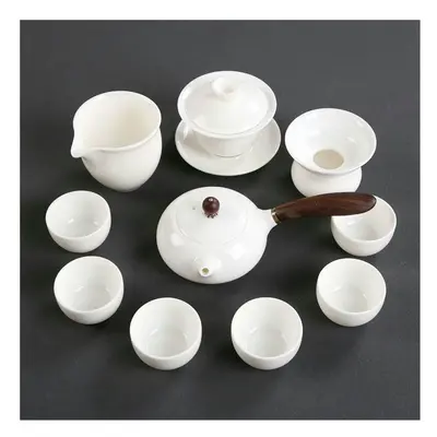 (11 piece set of side handle pots (as shown in the picture), Universal version) Dehua Sheep Fat 