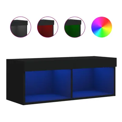 vidaXL TV Cabinet with LED Lights TV Stand Media Cabinet TV Console Unit Black