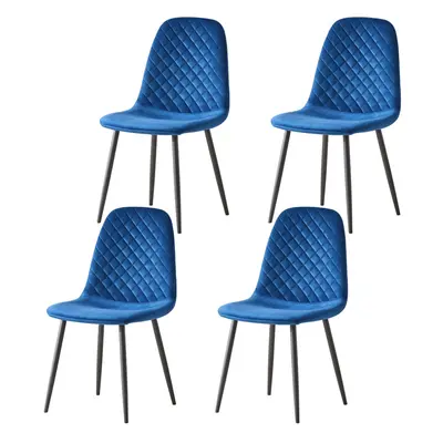 (Blue, 4) 2/4 x Dining Chairs Velvet Chair metal Legs office