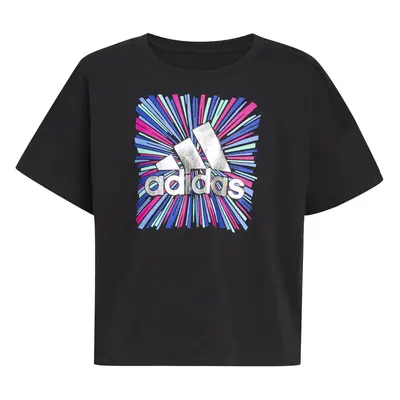 adidas Girls' Big Short Sleeve Loose Boxy Tee Black (14)