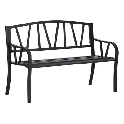 Outsunny Metal Loveseat 2-Seater Outdoor Furniture w/ Ergonomic Armrest