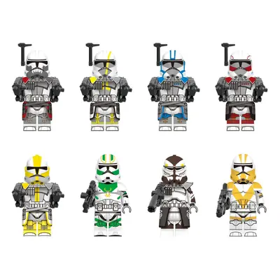 (Style L) 8pcs Star Wars Clone Trooper Cody Rex Commander fit Lego Minifigures