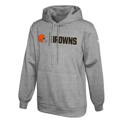 New Era NFL Men's Cool Grey Gametime Pullover Performance Hoodie, Pro Football Sweatshirt, Cleve