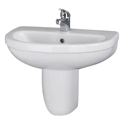 Round Tap Hole Basin & Semi Pedestal - 550mm