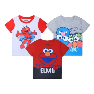 Sesame Street Boys Elmo and Friends Pack TShirts for Infant and Toddler RedWhiteGrey