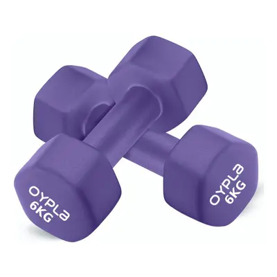 Oypla Pair of 6kg Hex Anti Roll Neoprene Non Slip Hand Dumbbells Workout Weights