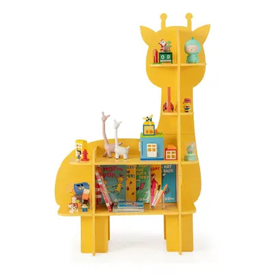 Kids Giraffe Bookcase 4-Tier Toy Storage Organizer Wooden Bookshelf