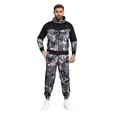 (XL) Mens Tracksuit Camo Charcoal Hoodie Sweatpants