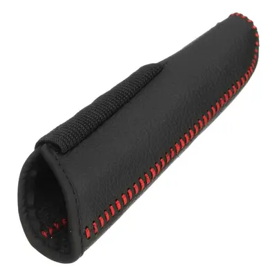 (Black + Red) Genuine Leather Car Handbrake Cover Hand Brake Protective Sleeve Anti-slip for Hon