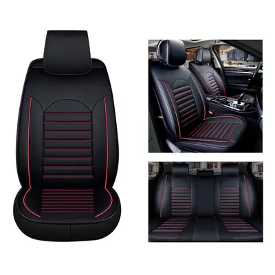 (Black Red) Colors Universal PU Wear-resistant Leather Car Seat Mat Cover Breathable Cushion Pad