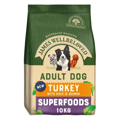 10kg James Wellbeloved Superfoods Adult Dog Food Turkey with Kale & Quinoa