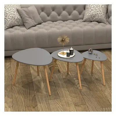 (Grey) 3pc Charles Jacobs Scandinavian Side Table Set