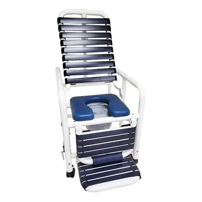 20 in. Patent Pending Infection Control Reclining Footrest Shower Chair, Blue & White