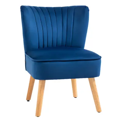 HOMCOM Velvet Accent Chair Occasional Tub Chair for Living Room, Dark Blue