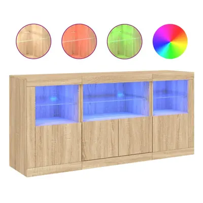 (sonoma oak) vidaXL Sideboard with LED Lights Home Cupboard Storage Side Cabinet Highboard