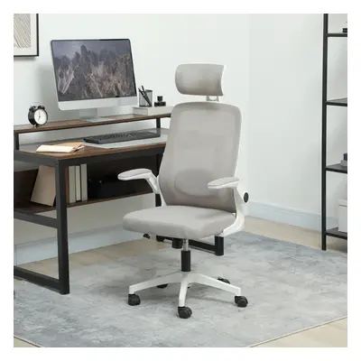 HOMCOM Executive Mesh Office Chair with Headrest, Lumbar Support, Grey